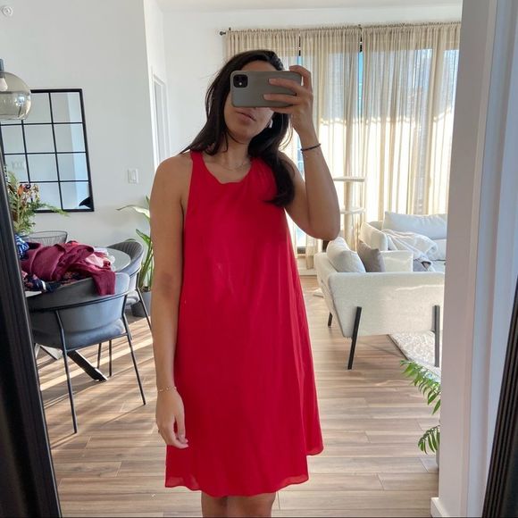 Alice + Olivia Red Mini Silk Dress Racerback - Picture 3 of 7